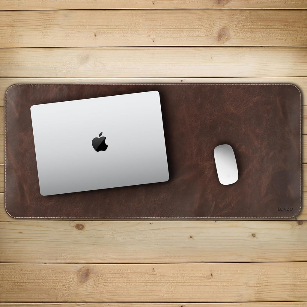 Top Grain Leather Extended Mouse Pad – Large Desk Mat for Office & Gaming, Smooth Writing Surface, Non-Slip Base, Durable & Stylish Workspace Accessory