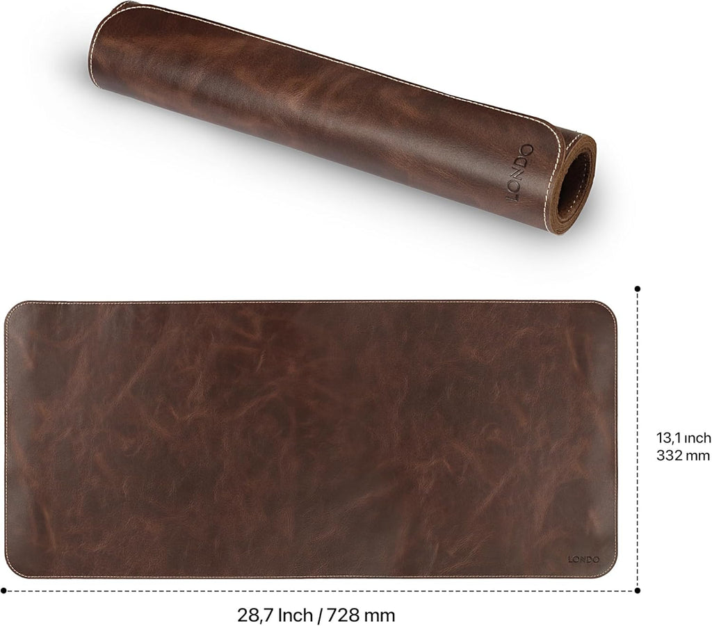 Top Grain Leather Extended Mouse Pad – Large Desk Mat for Office & Gaming, Smooth Writing Surface, Non-Slip Base, Durable & Stylish Workspace Accessory